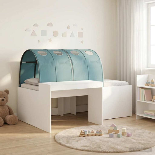 vidaXL Bed with Tunnel 3 pcs White and Light Blue Engineered Wood