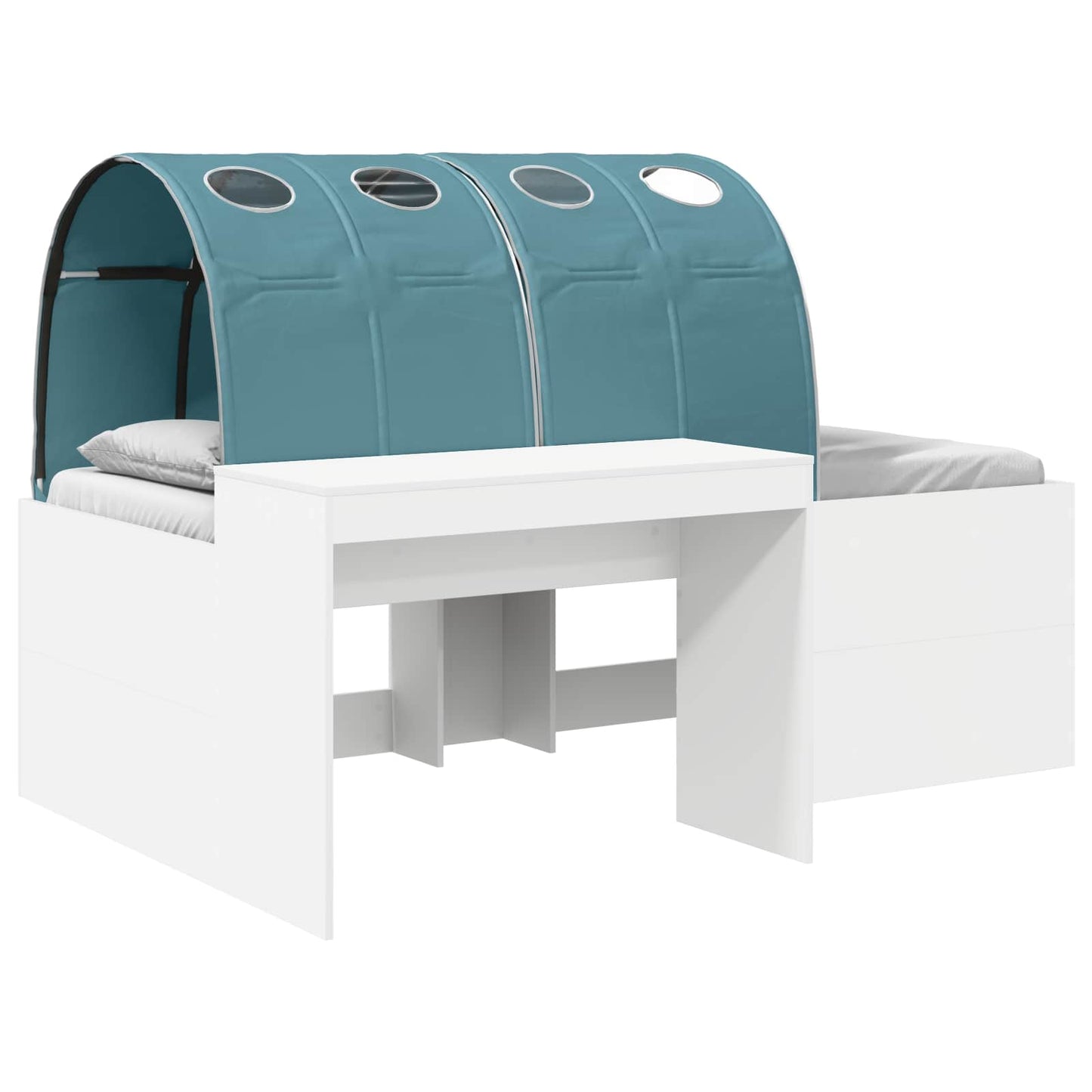 vidaXL Bed with Tunnel 3 pcs White and Light Blue Engineered Wood