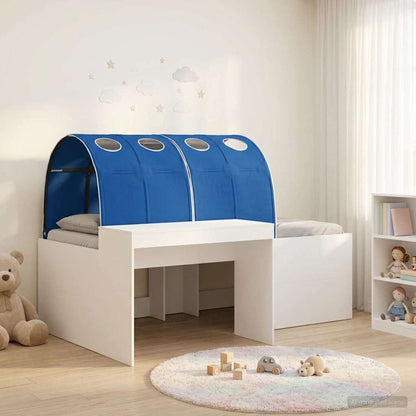 vidaXL Bed with Tunnel 3 pcs White and Blue Engineered Wood