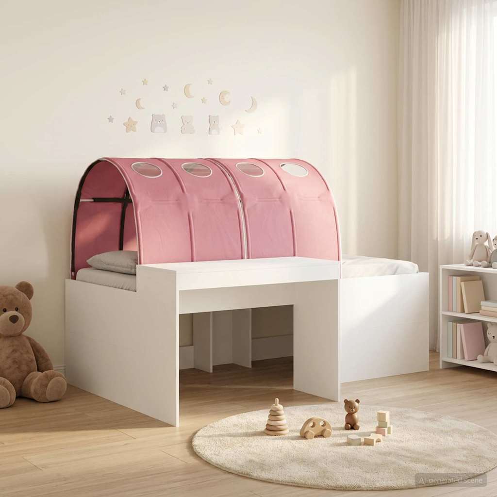 vidaXL Bed with Tunnel 3 pcs White and Pink Engineered Wood