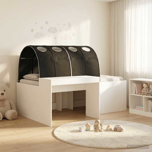 vidaXL Bed with Tunnel 3 pcs White and Black Engineered Wood