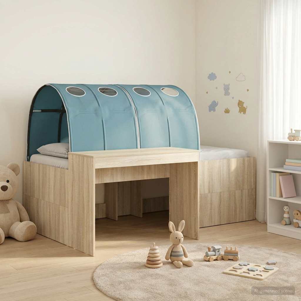 vidaXL Bed with Tunnel 3 pcs Sonoma Oak and Light Blue Engineered Wood