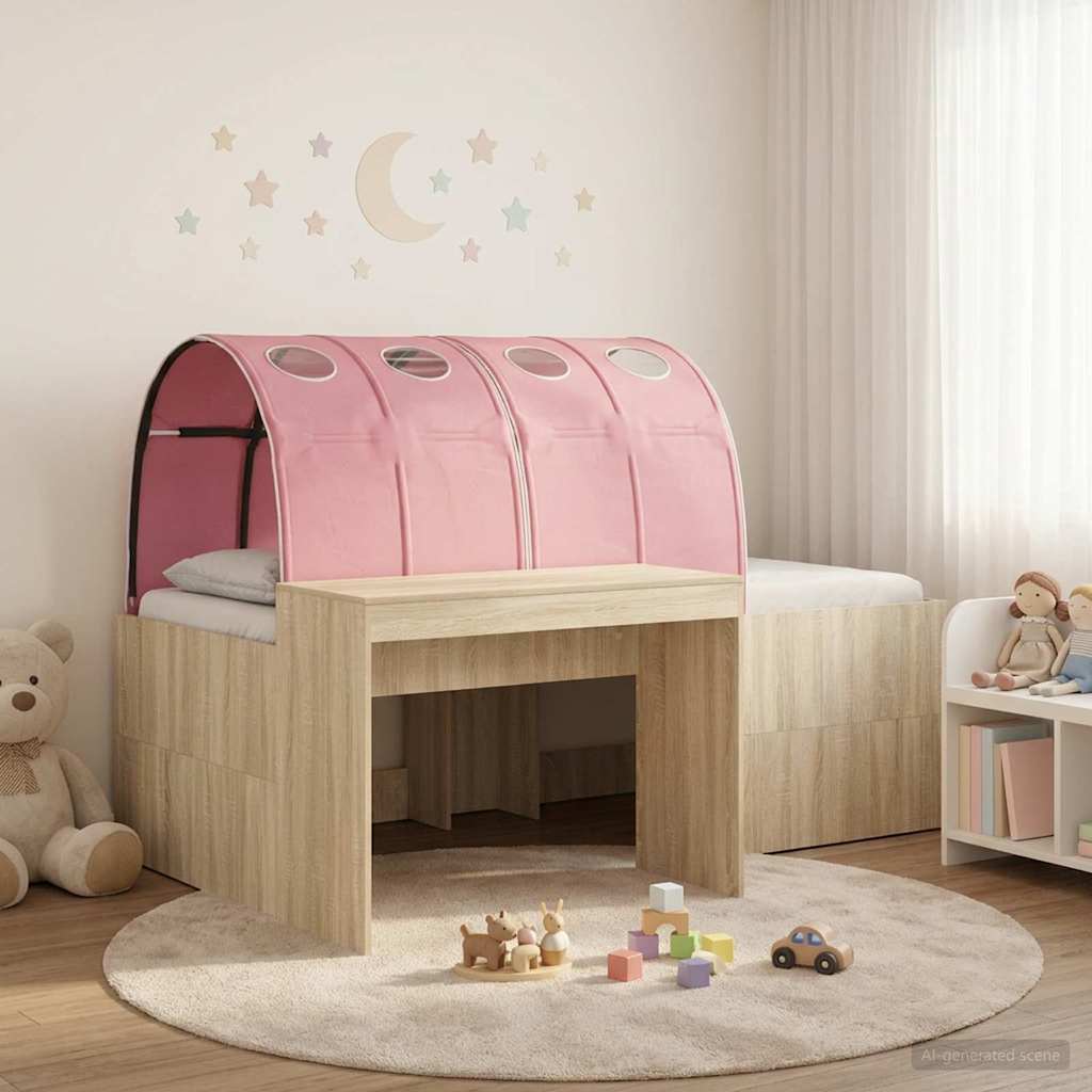 vidaXL Bed with Tunnel 3 pcs Sonoma Oak and Pink Engineered Wood