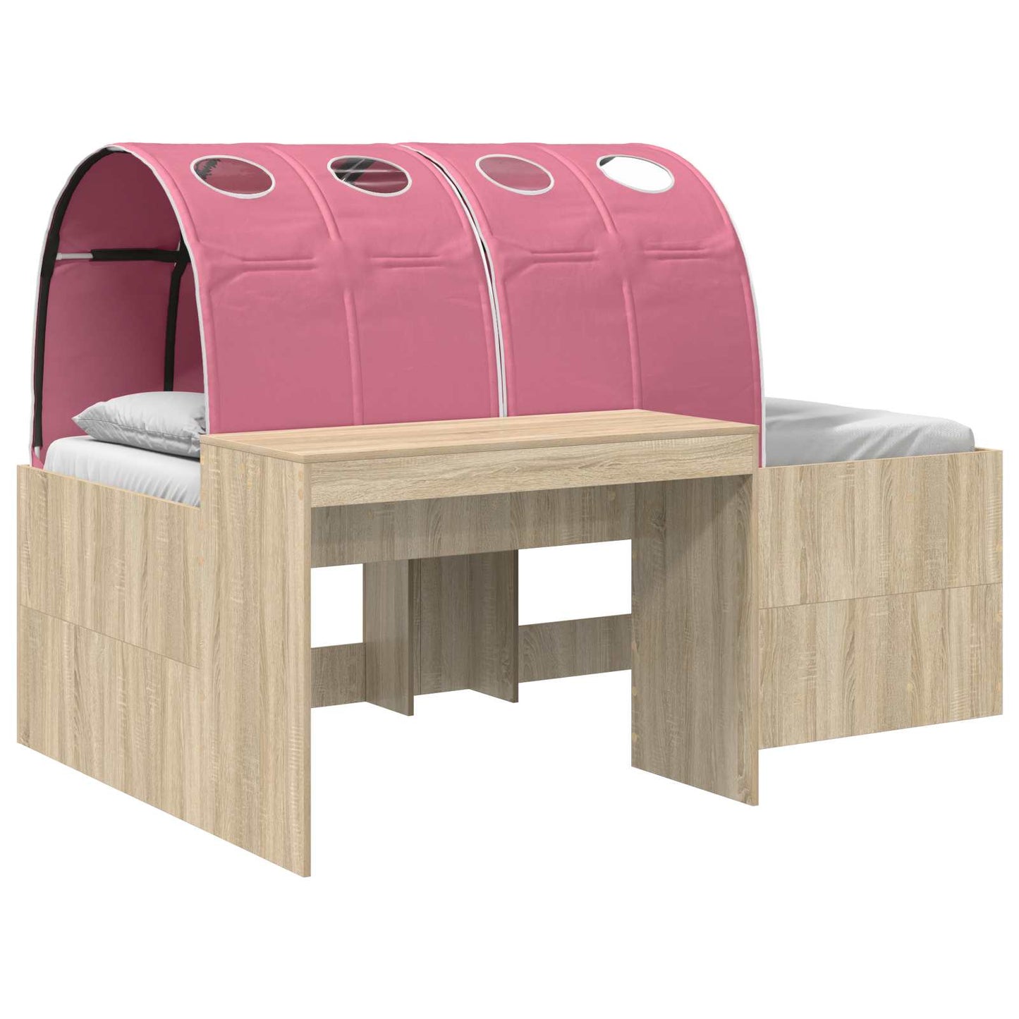 vidaXL Bed with Tunnel 3 pcs Sonoma Oak and Pink Engineered Wood