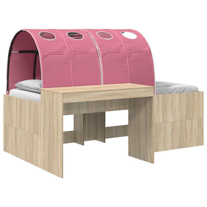 vidaXL Bed with Tunnel 3 pcs Sonoma Oak and Pink Engineered Wood