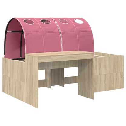 vidaXL Bed with Tunnel 3 pcs Sonoma Oak and Pink Engineered Wood