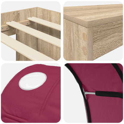 vidaXL Bed with Tunnel 3 pcs Sonoma Oak and Red Engineered Wood