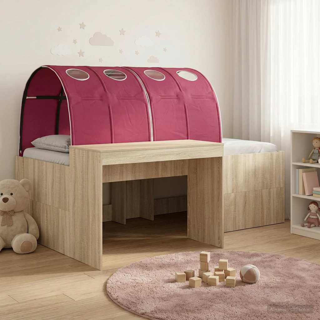 vidaXL Bed with Tunnel 3 pcs Sonoma Oak and Red Engineered Wood
