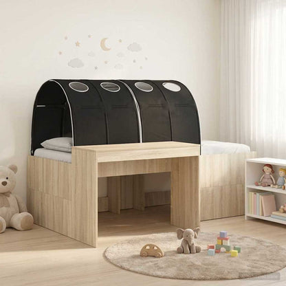 vidaXL Bed with Tunnel 3 pcs Sonoma Oak and Black Engineered Wood