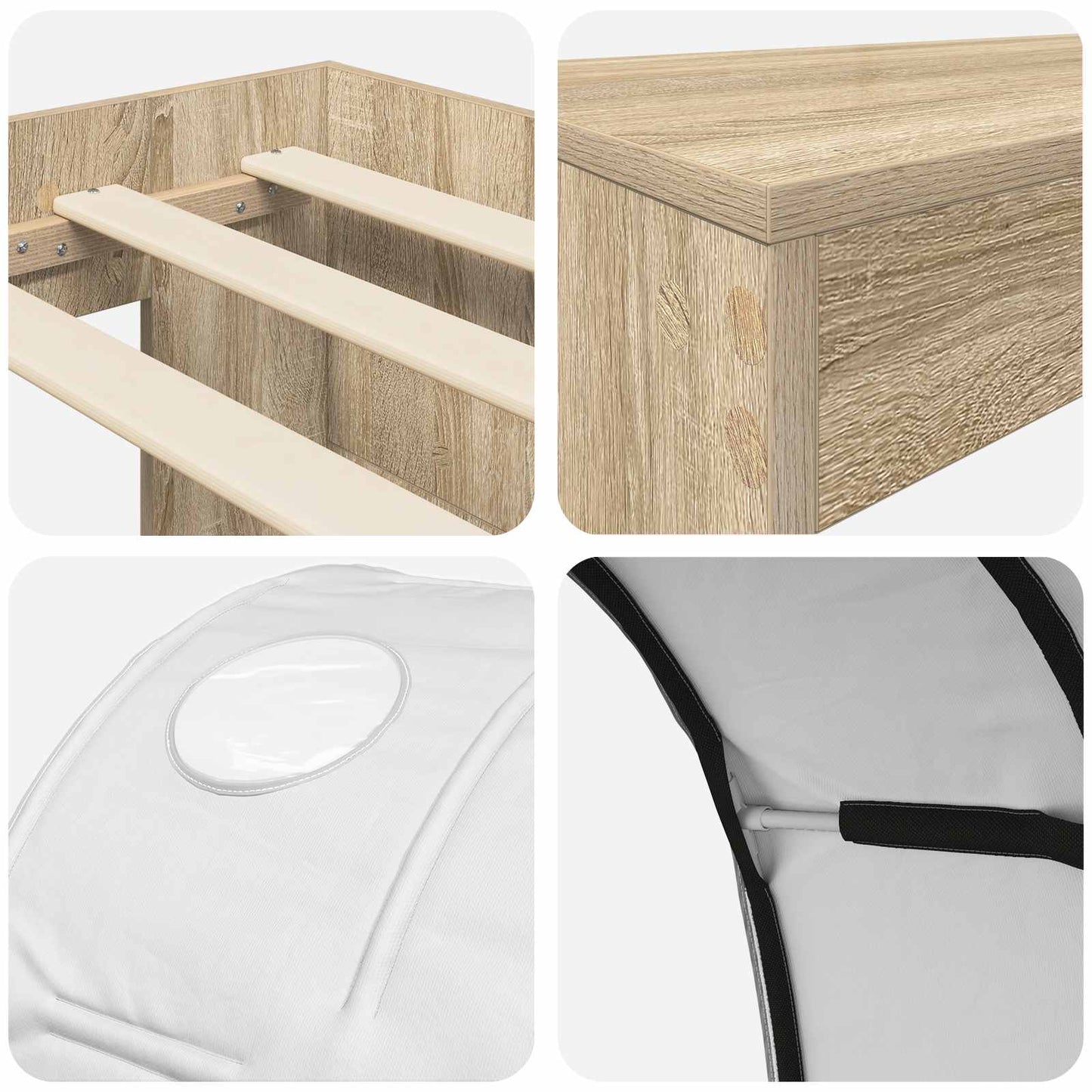 vidaXL Bed with Tunnel 3 pcs Sonoma Oak and White Engineered Wood
