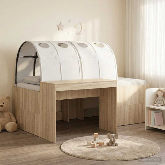 vidaXL Bed with Tunnel 3 pcs Sonoma Oak and White Engineered Wood
