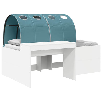 vidaXL Kids'High Bed Frame with Desk 3 pcs White and Light Blue
