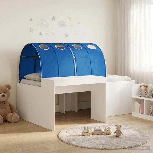 vidaXL Kids'High Bed Frame with Desk 3 pcs White and Blue