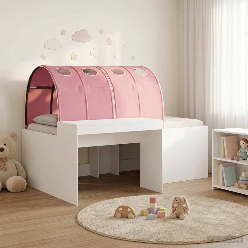 vidaXL Kids'High Bed Frame with Desk 3 pcs White and Pink