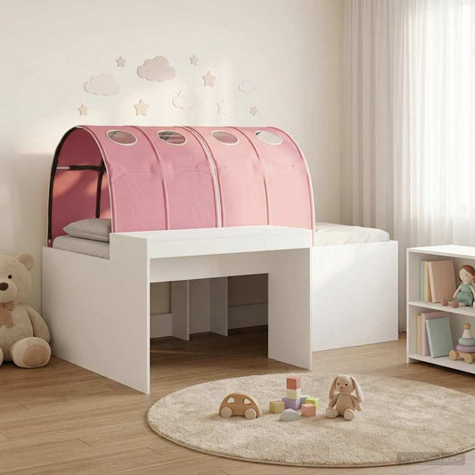 vidaXL Kids'High Bed Frame with Desk 3 pcs White and Pink