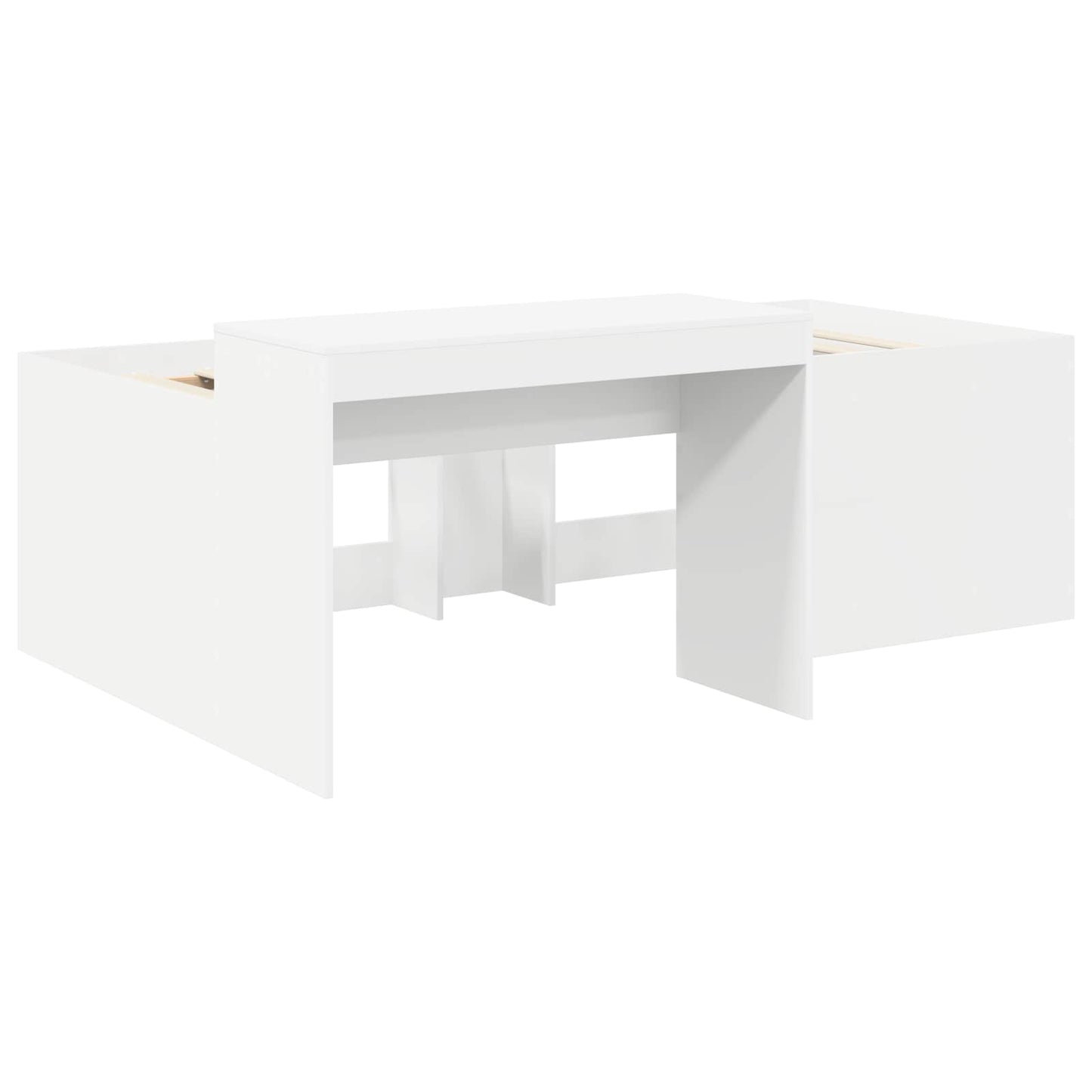 vidaXL Kids'High Bed Frame with Desk 3 pcs White Engineered Wood