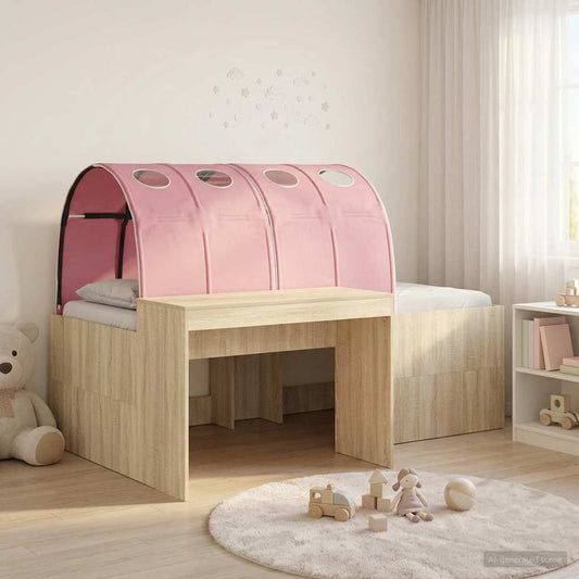vidaXL Kids'High Bed Frame with Desk 3 pcs Sonoma Oak and Pink