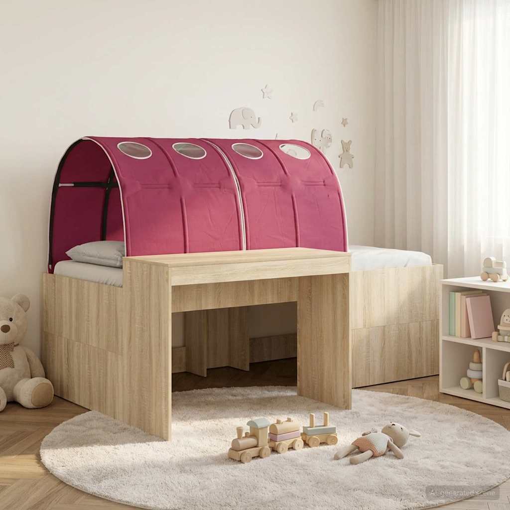 vidaXL Kids'High Bed Frame with Desk 3 pcs Sonoma Oak and Red