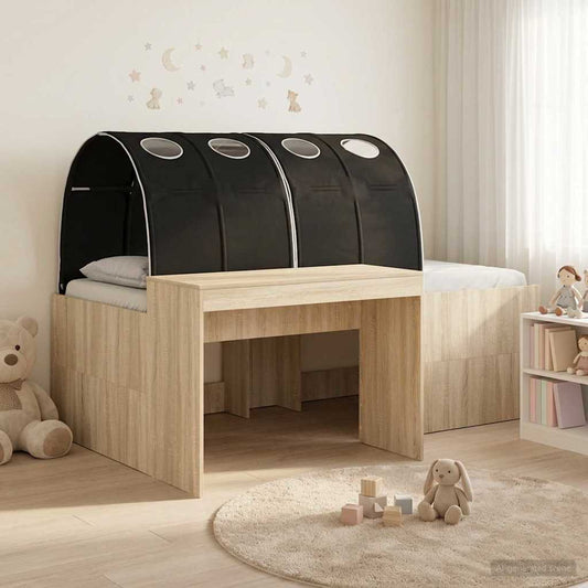 vidaXL Kids'High Bed Frame with Desk 3 pcs Sonoma Oak and Black