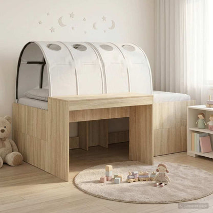 vidaXL Kids'High Bed Frame with Desk 3 pcs Sonoma Oak and white