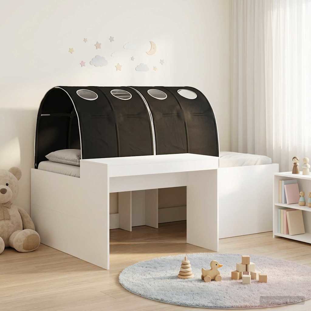 vidaXL Bed with Tunnel 3 pcs Artisian Oak and Black Engineered Wood