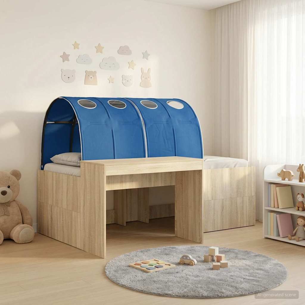 vidaXL Bed with Tunnel 3 pcs Artisian Oak and Blue Engineered Wood