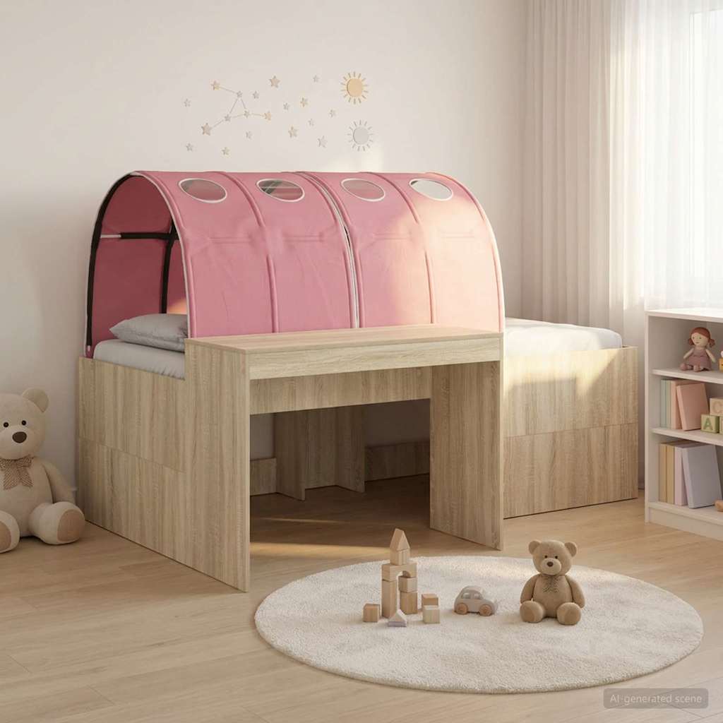 vidaXL Bed with Tunnel 3 pcs Artisian Oak and Pink Engineered Wood