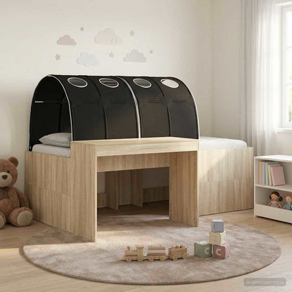 vidaXL Bed with Tunnel 3 pcs Artisian Oak and Black Engineered Wood
