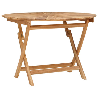 vidaXL Folding Garden Table Natural Ø 110 x 75 cm Solid Teak Wood