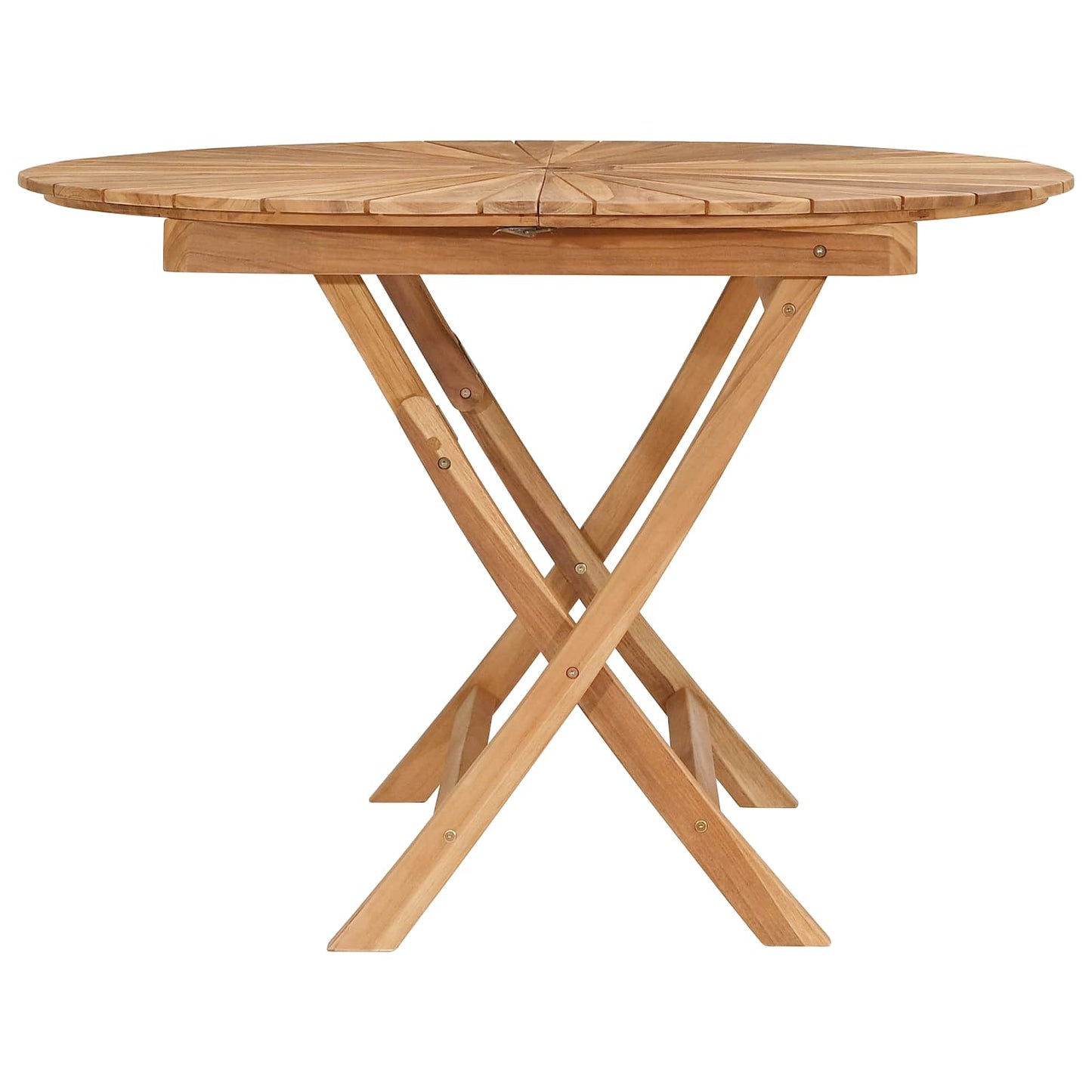 vidaXL Folding Garden Table Natural Ø 110 x 75 cm Solid Teak Wood