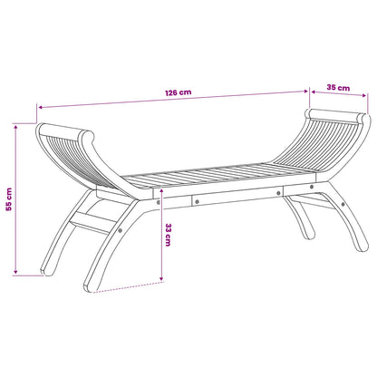 vidaXL Garden Bench 2 -Seater 126 cm Solid Teak Wood Natural