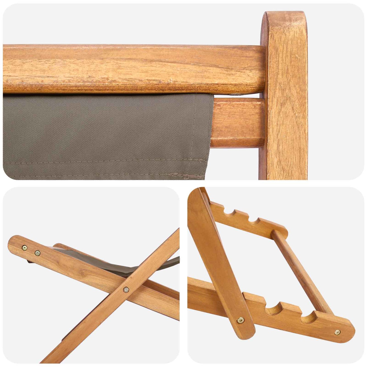 vidaXL Beach Chair Taupe Solid Teak Wood