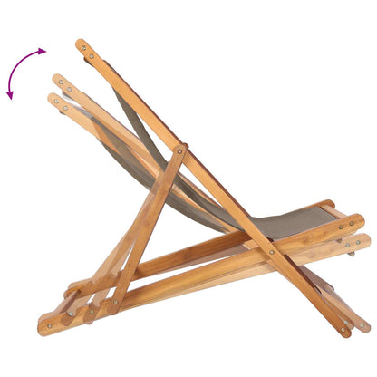 vidaXL Beach Chair Taupe Solid Teak Wood