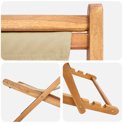 vidaXL Beach Chair Beige Solid Teak Wood