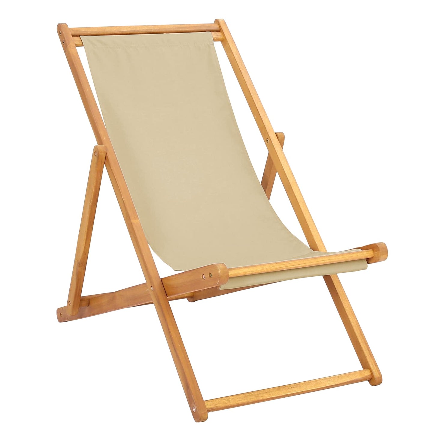 vidaXL Beach Chair Beige Solid Teak Wood