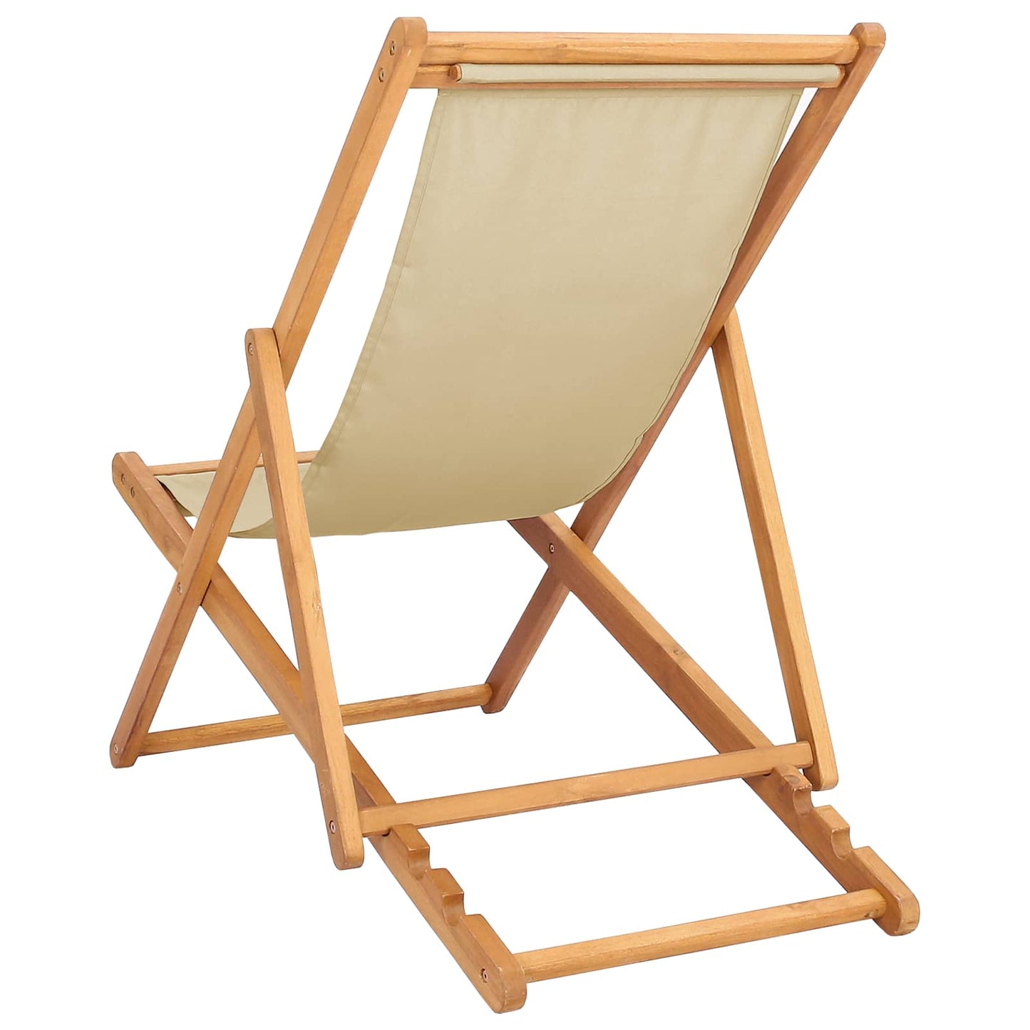 vidaXL Beach Chair Beige Solid Teak Wood