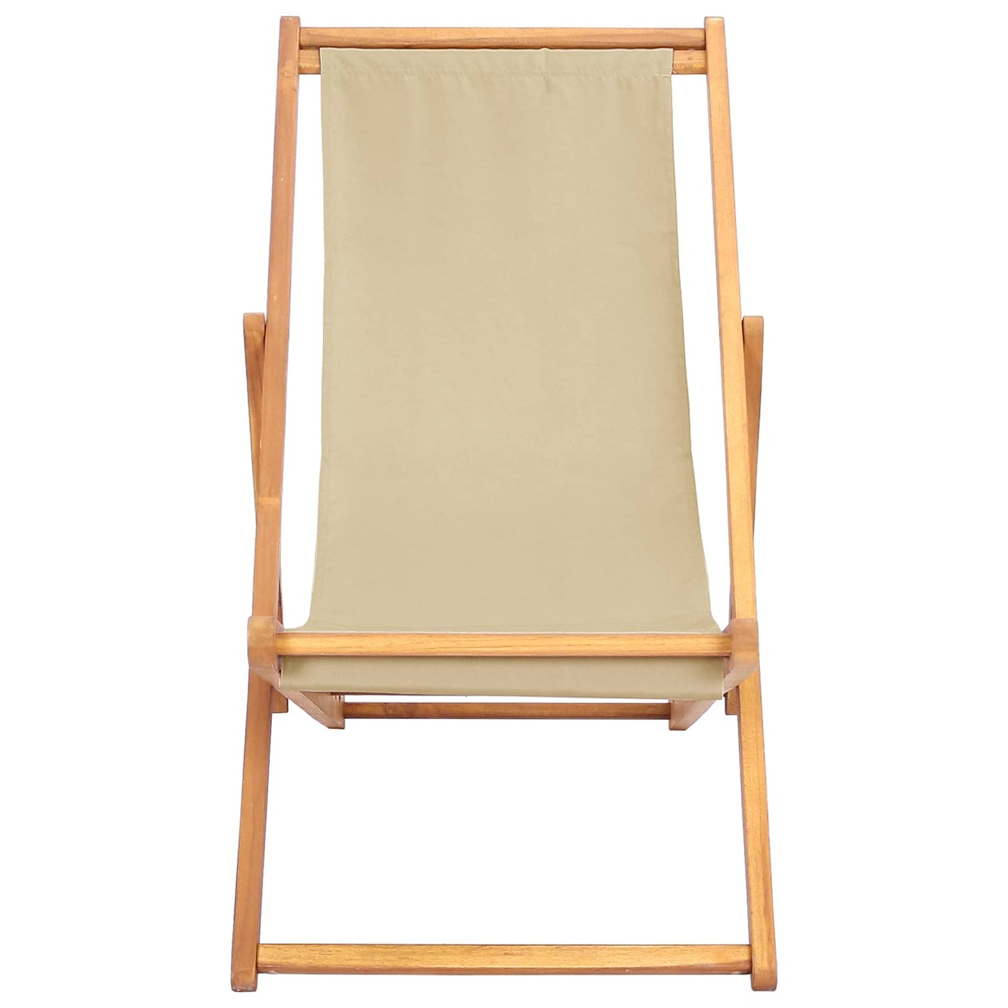 vidaXL Beach Chair Beige Solid Teak Wood