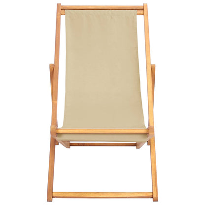vidaXL Beach Chair Beige Solid Teak Wood