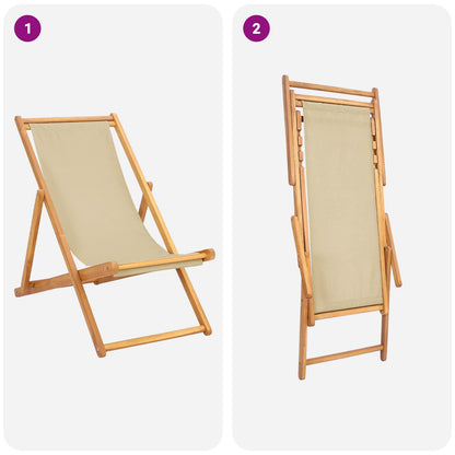 vidaXL Beach Chair Beige Solid Teak Wood