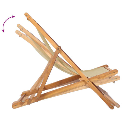 vidaXL Beach Chair Beige Solid Teak Wood