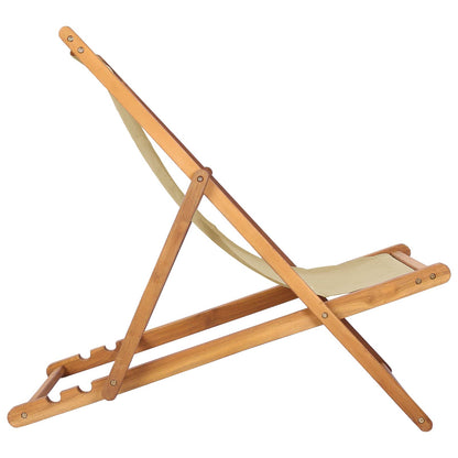vidaXL Beach Chair Beige Solid Teak Wood