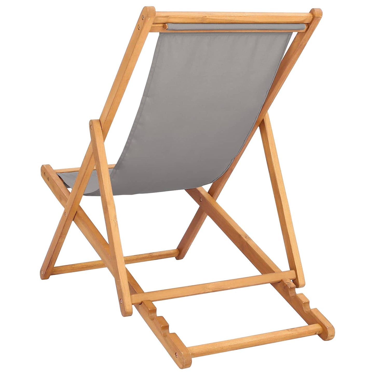 vidaXL Beach Chair Light Grey Solid Teak Wood