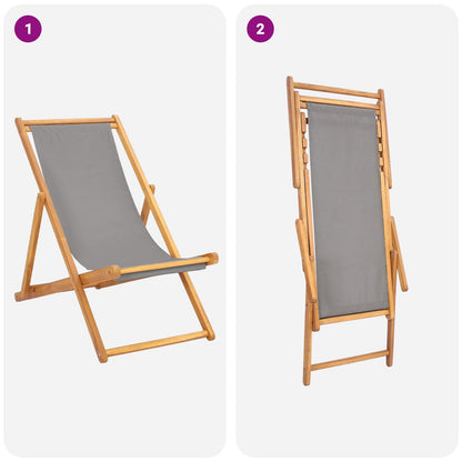 vidaXL Beach Chair Light Grey Solid Teak Wood