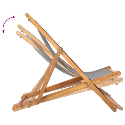 vidaXL Beach Chair Light Grey Solid Teak Wood