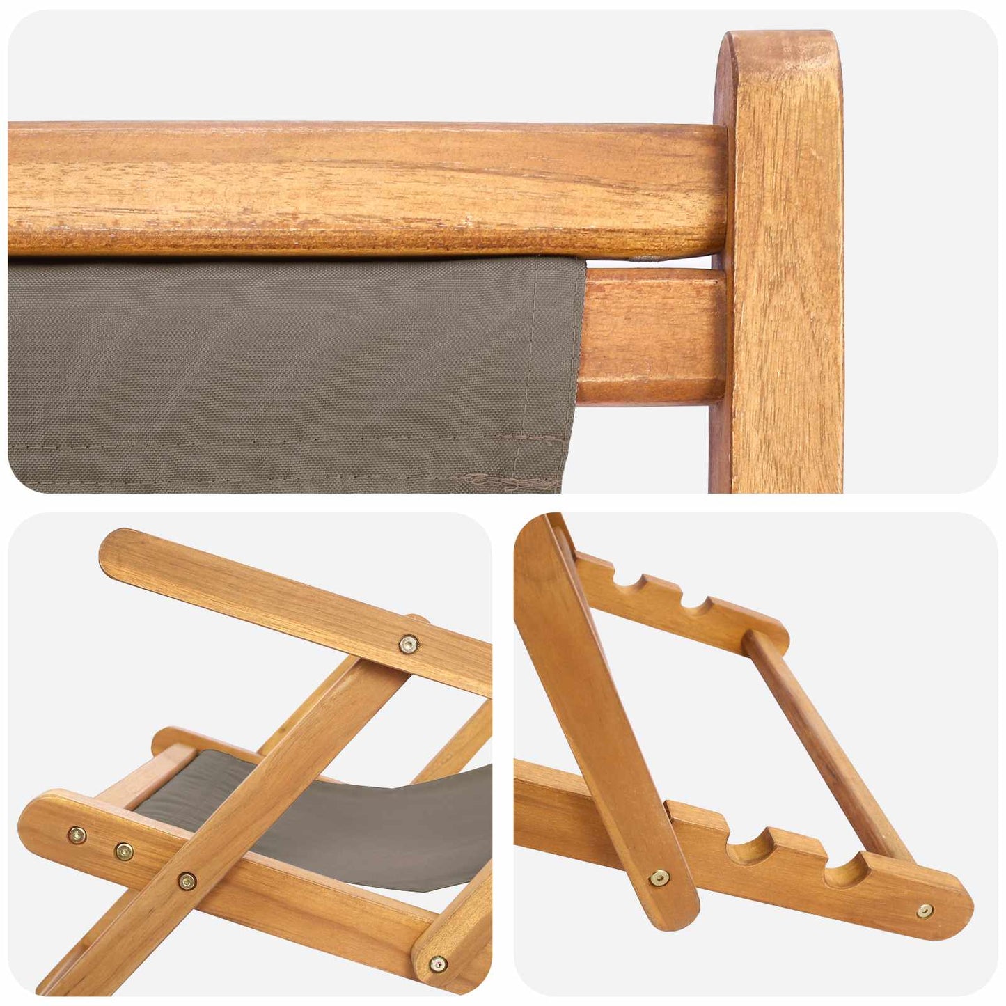 vidaXL Beach Chair Taupe Solid Teak Wood