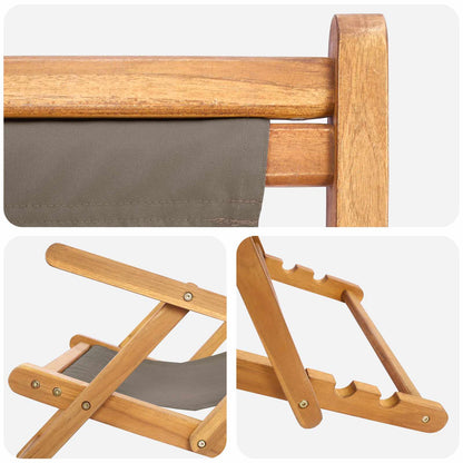 vidaXL Beach Chair Taupe Solid Teak Wood