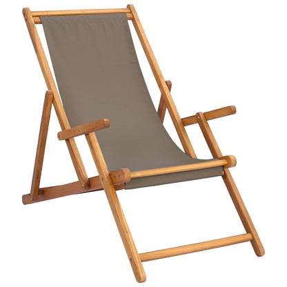 vidaXL Beach Chair Taupe Solid Teak Wood