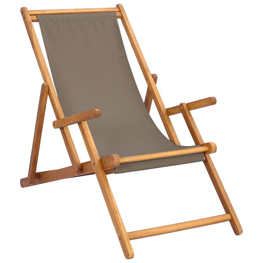 vidaXL Beach Chair Taupe Solid Teak Wood