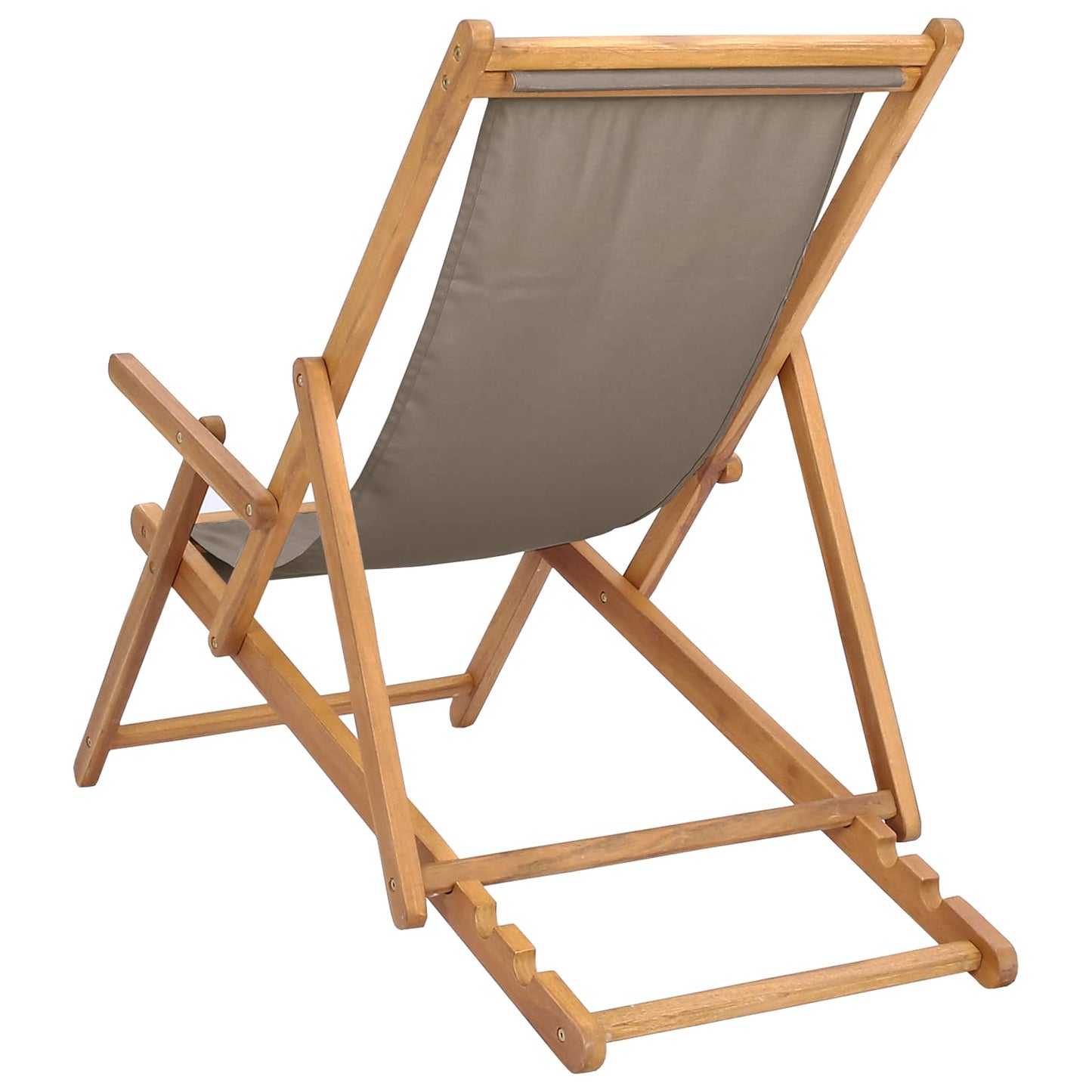 vidaXL Beach Chair Taupe Solid Teak Wood