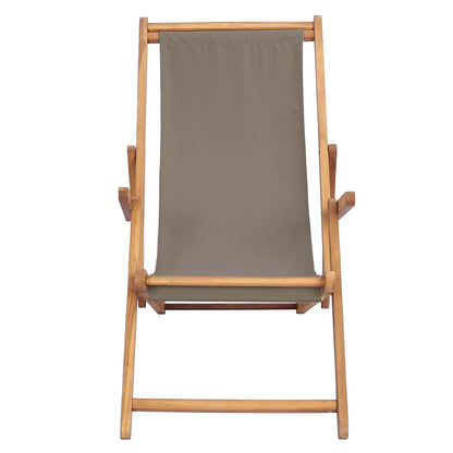 vidaXL Beach Chair Taupe Solid Teak Wood